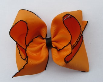 5 inch  Orange and Black Moonstitch Hair Bow , hair bow,Moonstitch ribbon,sewing ribbon，birthday gift, kids gift,christmas gift