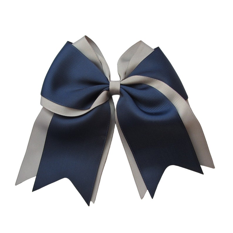 6 inch pink wine Hair Bow,cheer bows,cheerlead bow,school bow Navy-Silver