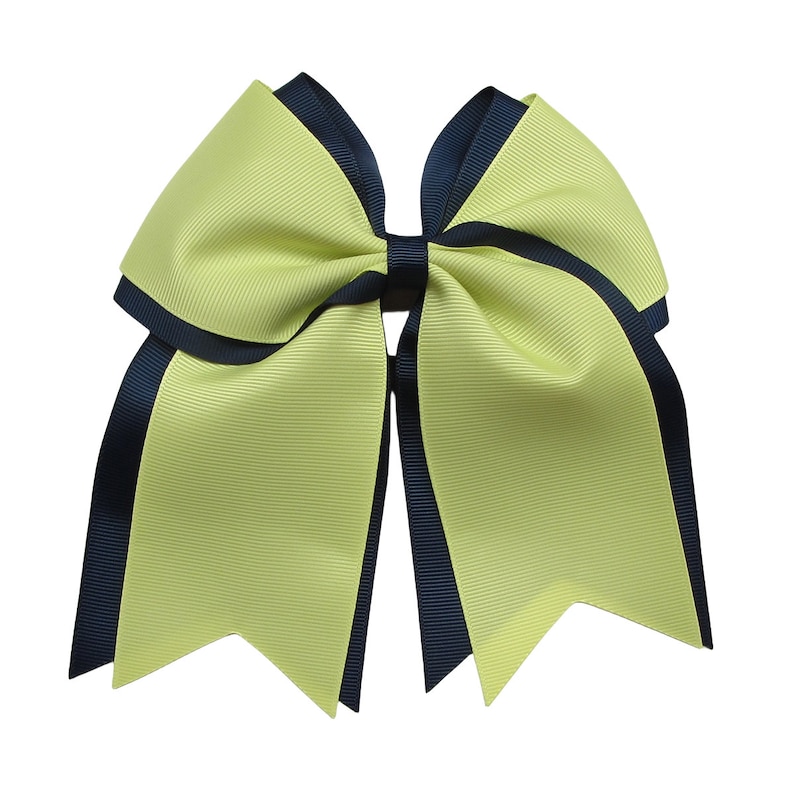 6 inch white green cheer bow, hair bow,school bow,spirit bow,kids gift Baby maize-Navy