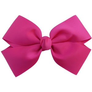 6 inch white Hair Bow,stack bow,kids gift shocking pink