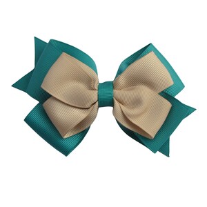 3.5 inch green white Hair Bow,two color bow,kids gift I