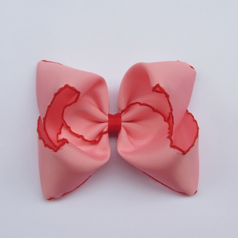 5 inch White hair bows, custom hair bows, girls bows, christmas gift, girls hair bows, large hair bows,birthday gift, boutique bows Pink-Red