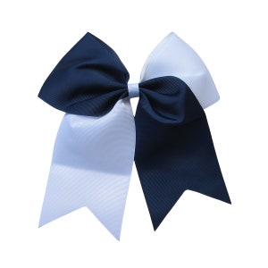 7 inch twist two color cheer Hair Bow ,school bow,cheerleading bow,kids gift,christmas gift,birthday gift Navy-White