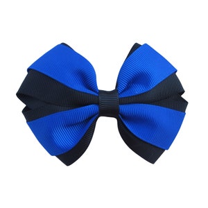 3.5 inch pink black Hair Bow,kids gift Blue-Black