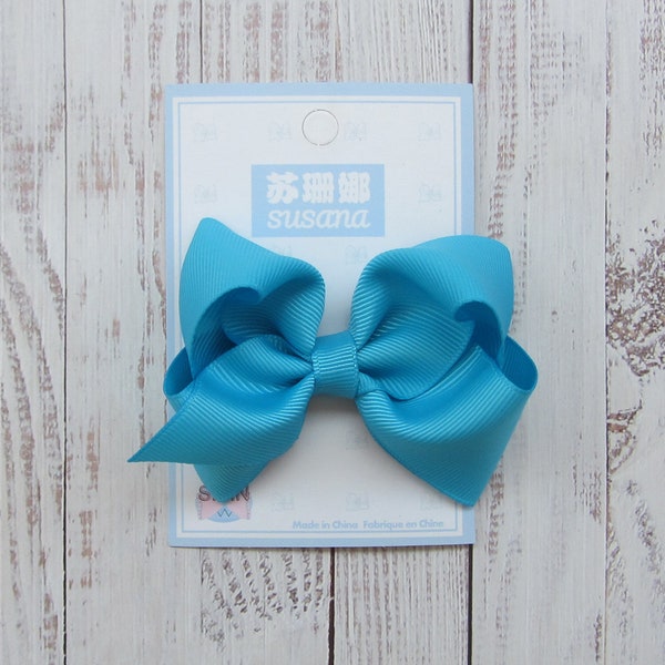 3 inch  Turquoise Hair Bow , hair bow,birthday gift, kids gift,christmas gift,purple color,lemon color,wine,yellow,tan color,green color