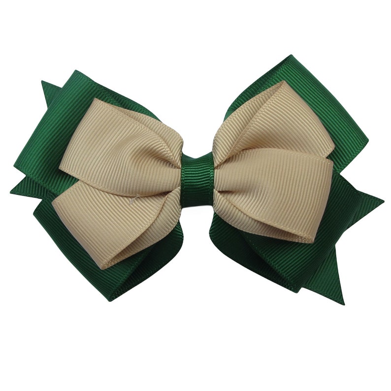 3.5 inch green white Hair Bow,two color bow,kids gift F