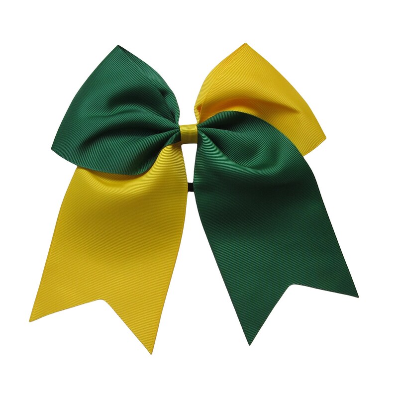 7 inch twist two color cheer Hair Bow ,school bow,cheerleading bow,kids gift,christmas gift,birthday gift Maize-Forest Green