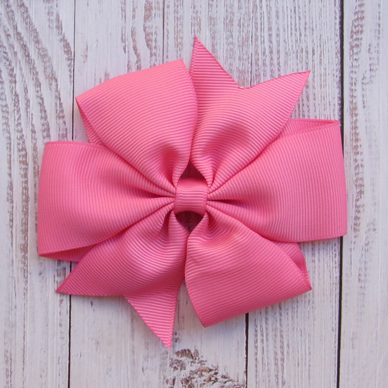 3.5 inch pink Hair Bow,pinwheel bow,birthday gift 9