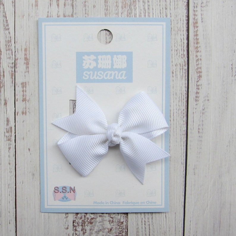2.5 inch white plain hair bows, birthday gift bow,christmas bow 1