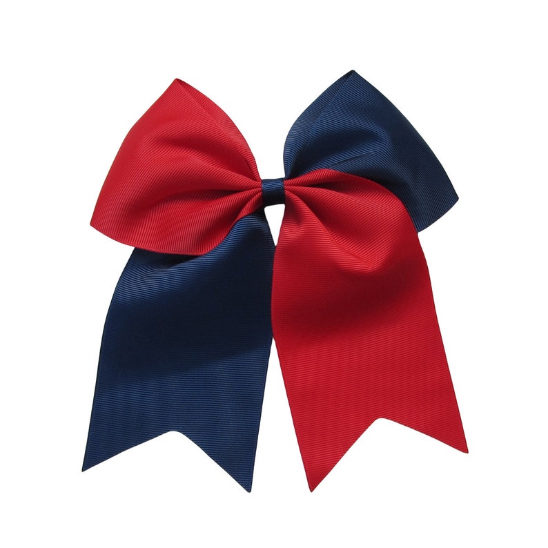 7 inch twist two color cheer Hair Bow ,school bow,cheerleading bow,kids gift,christmas gift,birthday gift Navy-Red