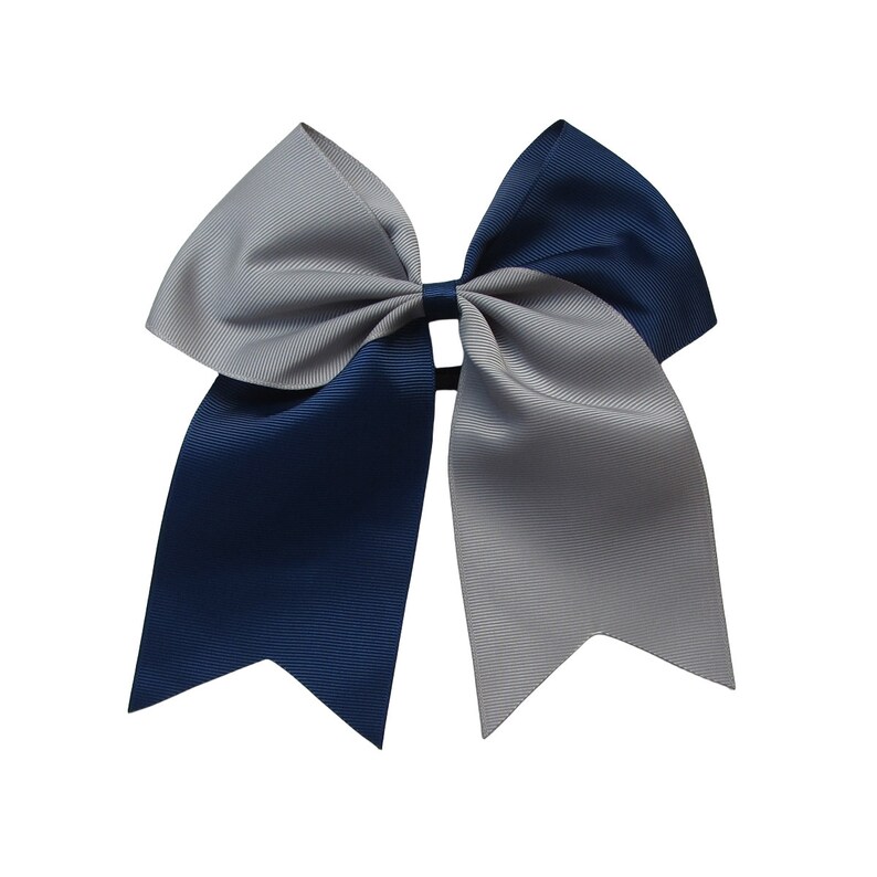 7 inch twist two color cheer Hair Bow ,school bow,cheerleading bow,kids gift,christmas gift,birthday gift Navy-Silver