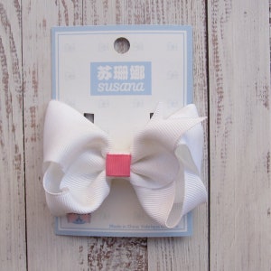 3.5 inch white pink two color hair bows, birthday gift bow,christmas bow A