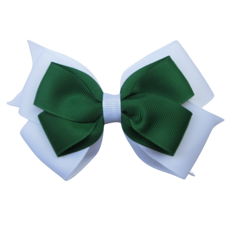 3.5 inch green white Hair Bow,two color bow,kids gift A