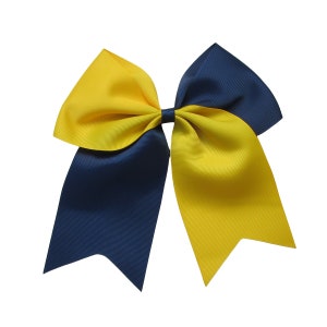 7 inch twist two color cheer Hair Bow ,school bow,cheerleading bow,kids gift,christmas gift,birthday gift Maize-Navy