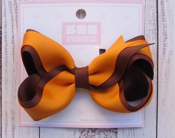 4 inch Double layer Hair Bow, two layer bow,twist bow,custom hair bow