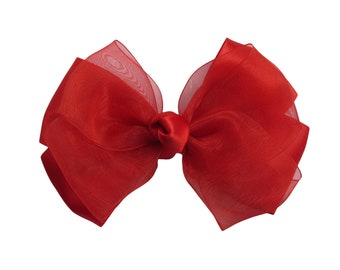 4.5 inch Red Hair Bow ,organza ribbon bows,organza bow,kids gift,birthday gift