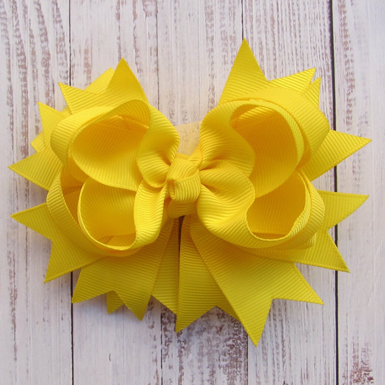 5.5 inch Green Hair Bow,boutique bows,stack bow,kids gift,christmas gift,birthday gift,custom bow Yellow