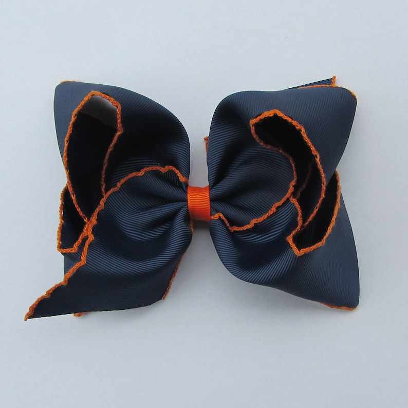 5 inch Brown and orange Moonstitch Hair Bow , hair bow,Moonstitch ribbon,sewing ribbonbirthday gift, kids gift,christmas gift 10