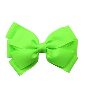 4 inch green Hair Bow,stack bow,kids gift,two layer bow 1