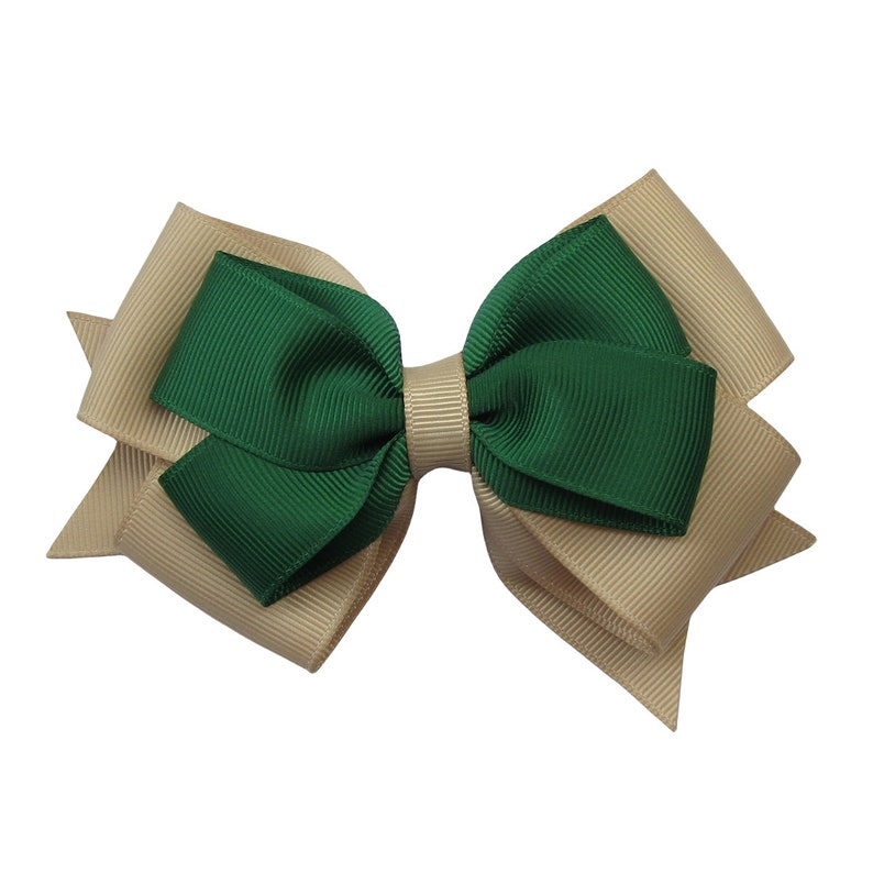 3.5 inch green white Hair Bow,two color bow,kids gift E