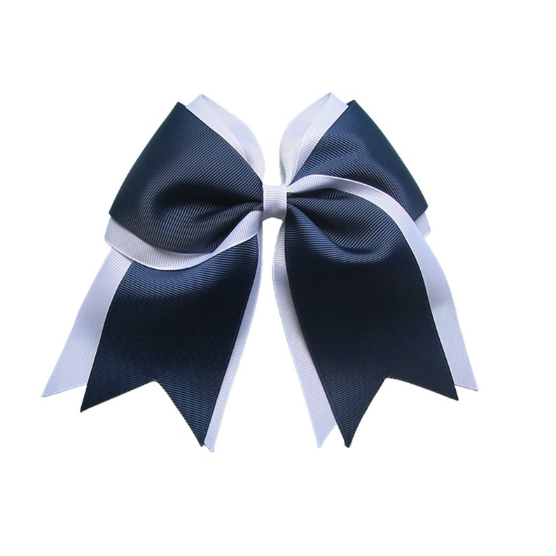 6 inch pink wine Hair Bow,cheer bows,cheerlead bow,school bow Navy-White