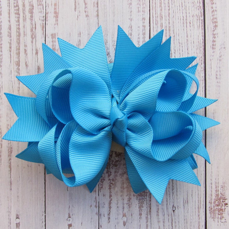 5.5 inch Green Hair Bow,boutique bows,stack bow,kids gift,christmas gift,birthday gift,custom bow Turquoise