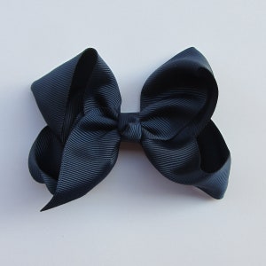 Navy color hair bow, christmas gift, girls hair bows, large hair bows,birthday gift, boutique bows image 2