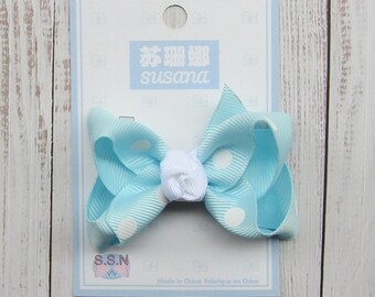 3 inch blue polka dot Hair Bow,custom bow,kids gift