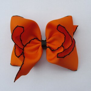 5 inch Orange and Black Moonstitch Hair Bow , hair bow,Moonstitch ribbon,sewing ribbonbirthday gift, kids gift,christmas gift 7