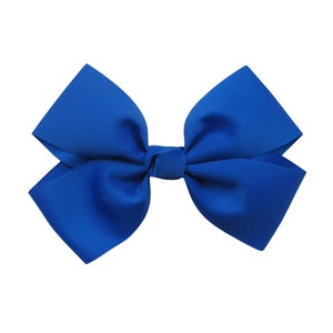 6 inch white Hair Bow,stack bow,kids gift Electric blue