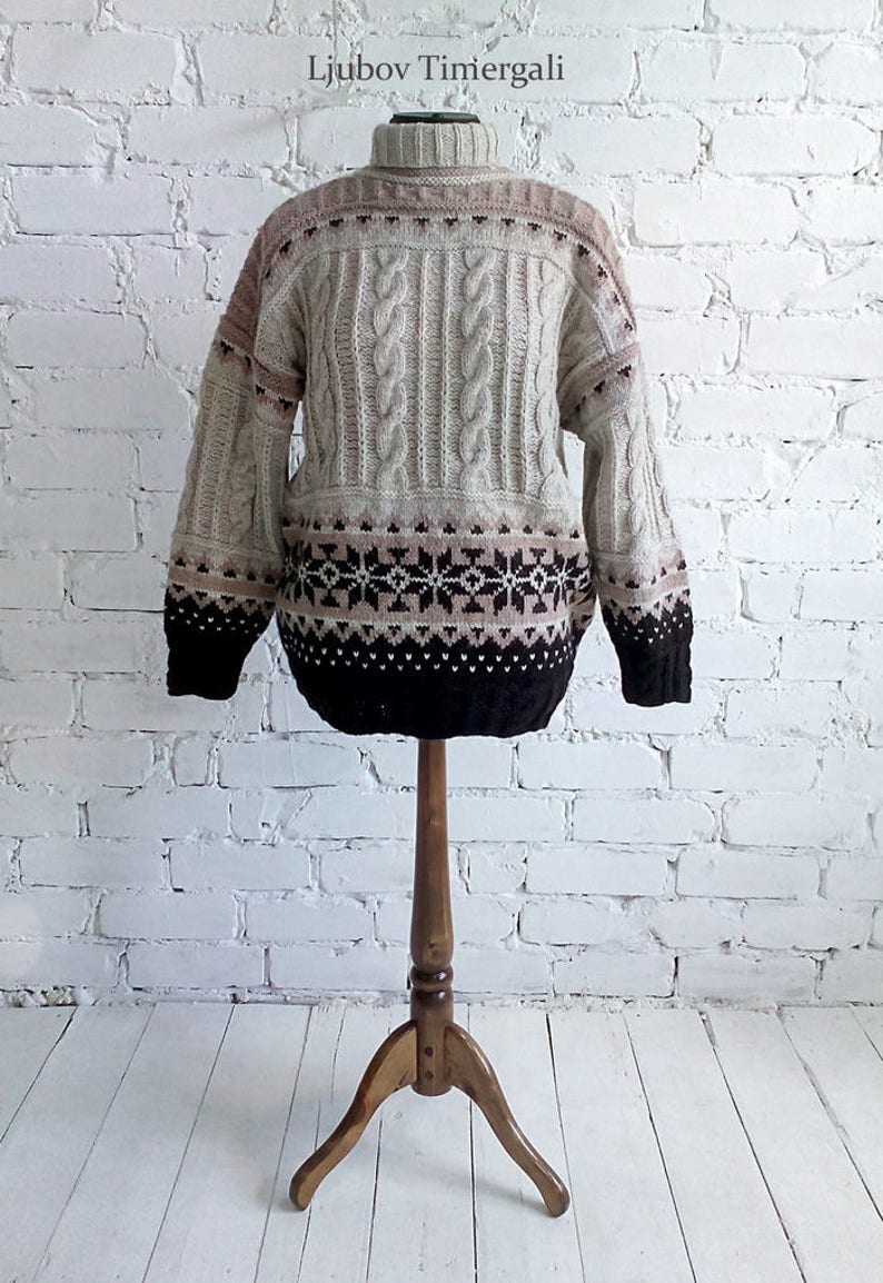 Knitted Nordic Sweater Warm Wool Ski Jumper Winter Unisex Etsy