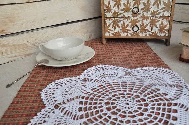 Crochet Lace Doily Round Small Tablecloth Table Accent High Etsy