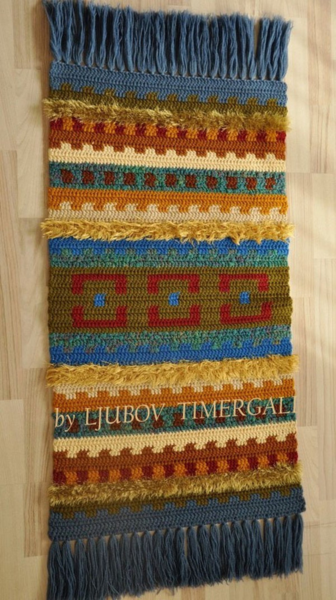 Wool Wall Hanging Crocheted Rug Wool Area Accent Decorative Etsy