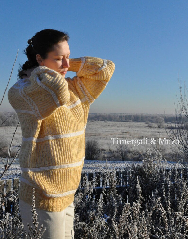 Wool woman sweater Hand knit sweater Loose jumper Wool Knitted Etsy