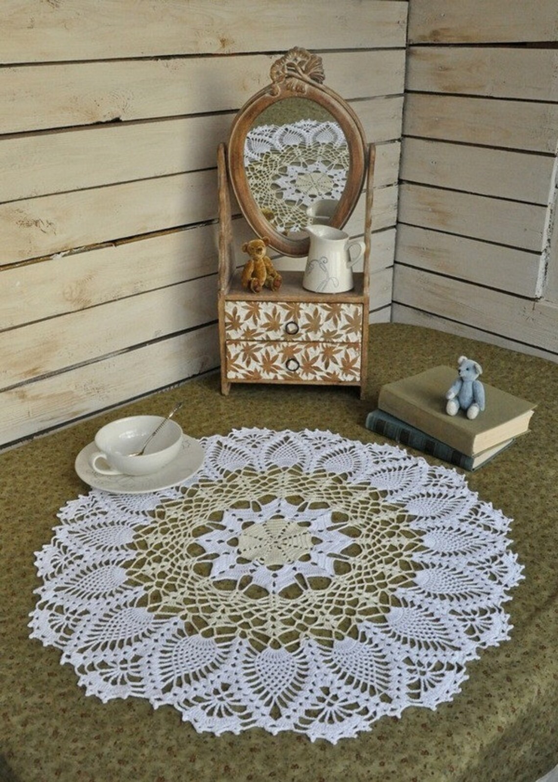 Crochet Tablecloth Large Crocheted Doily Lace Table Decor Knit Etsy