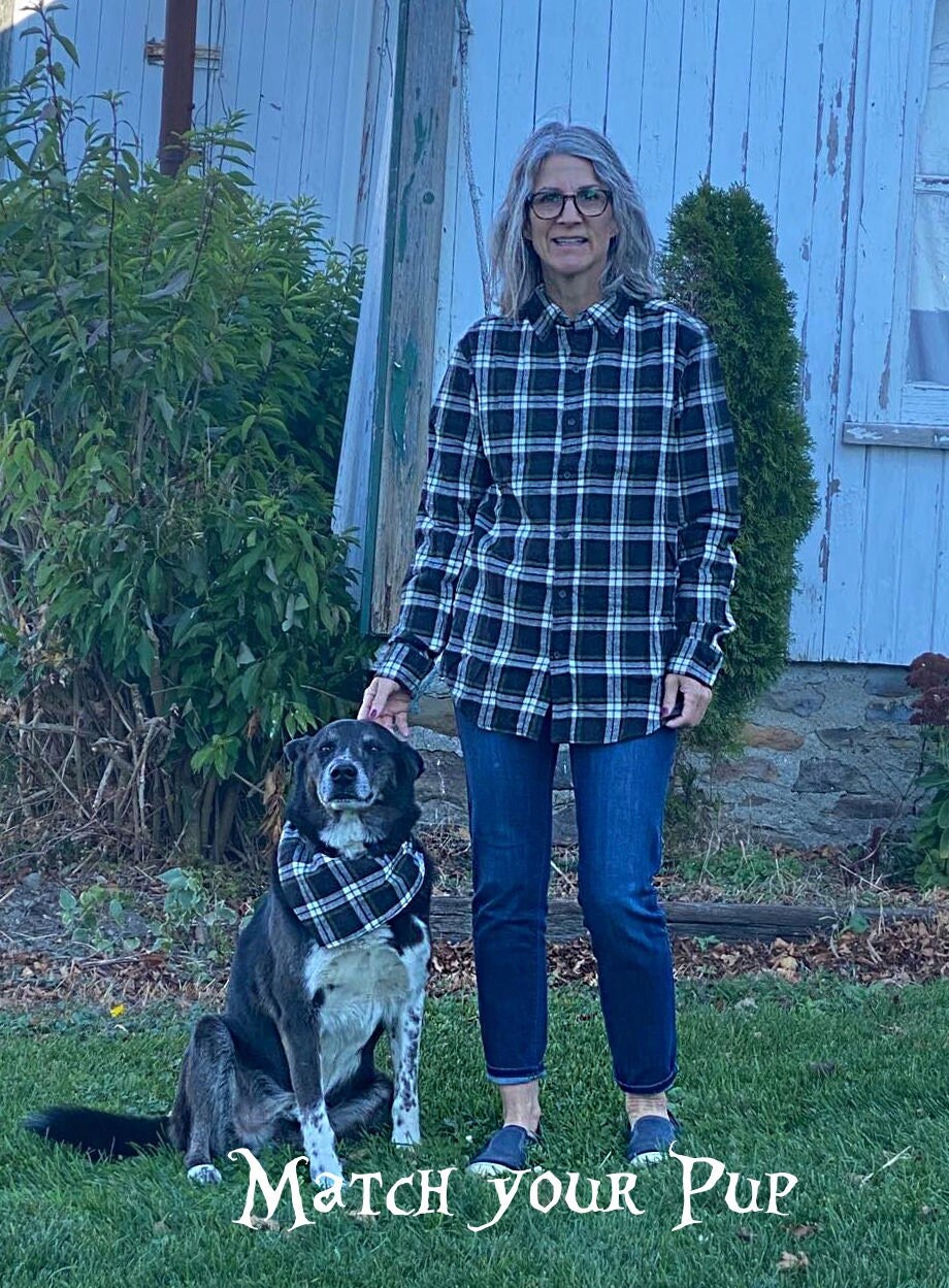 Shirt, Match your Dog, Green, Brown, Plaid, Family Photo, Flannel Shirt, Christmas, can buy matching dog bandana