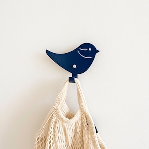 Kids Wall Hook Bird Blue, Decorative Animal Hanger, Bird Coat Hook, Playful Coat Rack For Entryway, Gift For Kids, Bird Theme