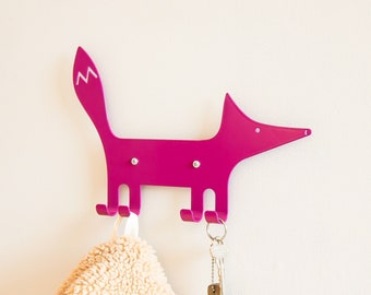 Kids Wall Hook Fox Berry, Kids Coat Hook, Animal Wall Hook, Playful Coat Rack, Organizer For Kids, Gift For Kids