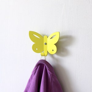 Kids wall hook butterfly. Gift for kids. Animal hanger kids. Organize kids clothes and stuff.