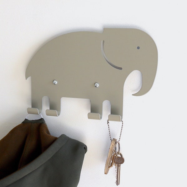 Kids Wall Hook Elephant Grey, Kids Coat Hanger, Animal Wall Hook, Playful Coat Rack For Entryway, Gift For Kids