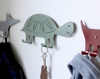 Kids Wall Hook Turtle Green, Kids Coat Hanger, Animal Wall Hook, Playful Coat Rack For Entryway, Gift For Kids