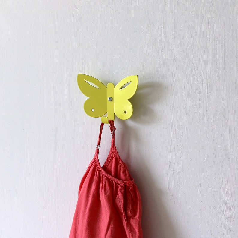 Kids wall hook butterfly. Gift for kids. Animal hanger kids. Organize kids clothes and stuff.