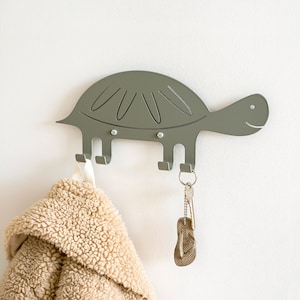 Kids Wall Hook Turtle Green, Kids Coat Hanger, Animal Wall Hook, Playful Coat Rack For Entryway, Gift For Kids