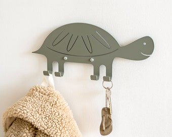 Kids Wall Hook Turtle Green, Kids Coat Hanger, Animal Wall Hook, Playful Coat Rack For Entryway, Gift For Kids