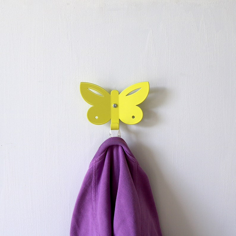 Kids wall hook butterfly. Gift for kids. Animal hanger kids. Organize kids clothes and stuff.
