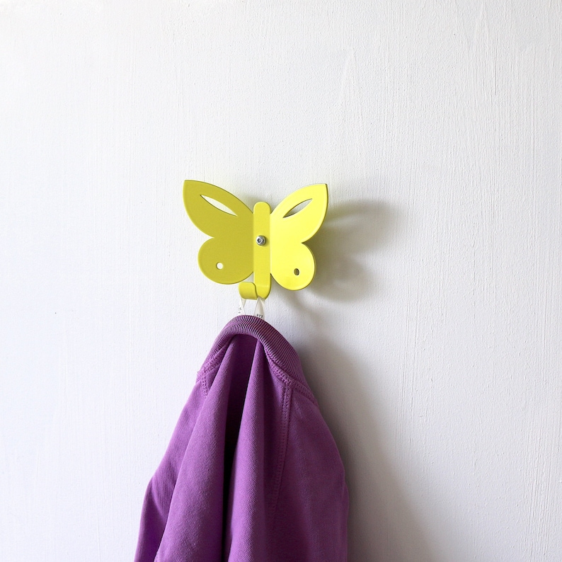 Kids wall hook butterfly. Gift for kids. Animal hanger kids. Organize kids clothes and stuff.