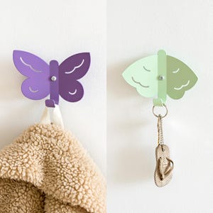 Butterfly Kids Coat Hook Organizer: Scandinavian Decor (Set of Two)