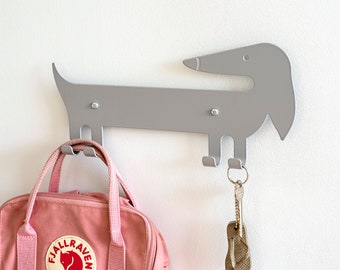 Kids Wall Hook Dachshund Grey, Kids Coat Hanger, Animal Wall Hook, Playful Coat Rack For Entryway, Gift For Kids