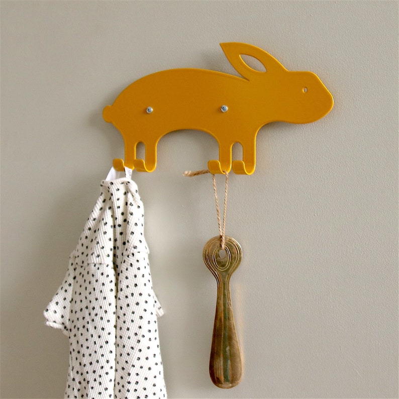 Kids Wall Hook Rabbit Yellow Etsy