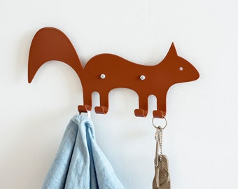 Kids Wall Hook Squirrel Brown, Kids Coat Hanger, Animal Wall Hook, Playful Coat Rack For Entryway, Gift For Kids